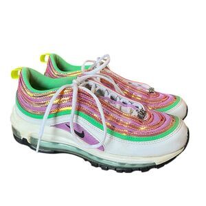 Nike Air Max 97 White Electro Green Fuschia Glow Womens Shoes Size 7 CW5591-100